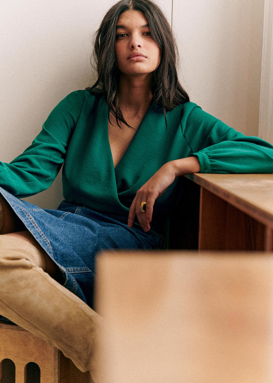 Blouse Ab&eacute;lia - Vert Bouteille - E-SHOP/CHEMISES &amp; BLOUSES 5905286