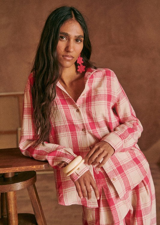 Chemise Tomboy - Maxi vichy &eacute;cru rose - E-SHOP/CHEMISES &amp; BLOUSES 5905269